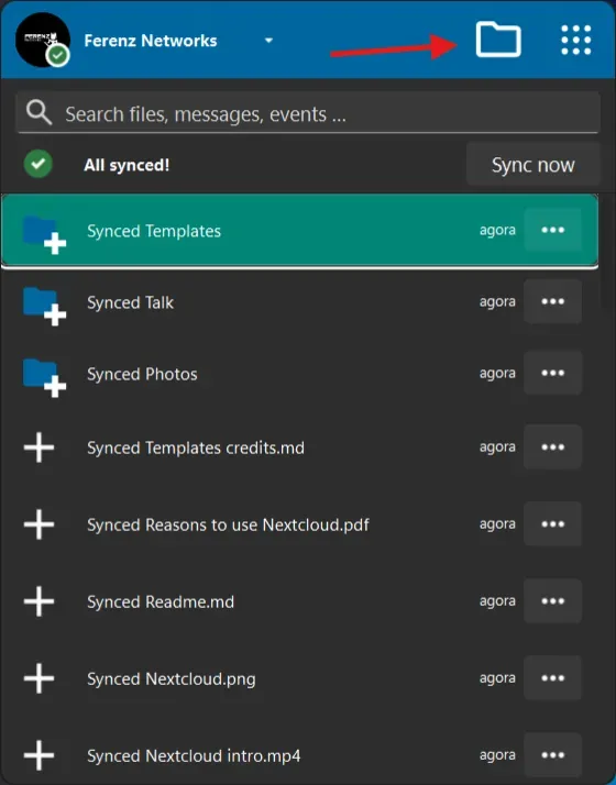 Cliente Nextcloud sincronizado