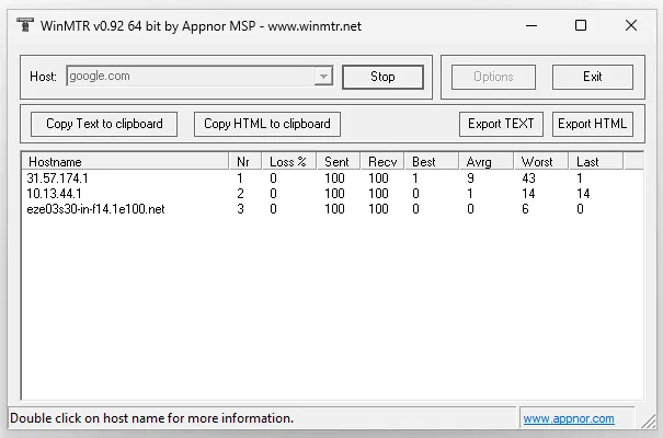 WinMTR no Windows